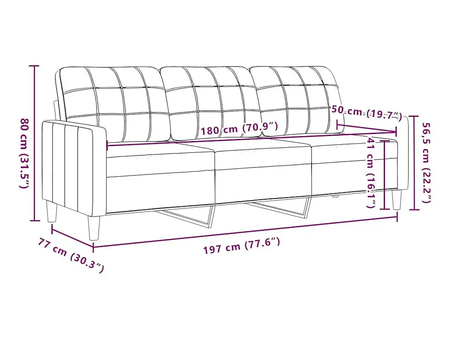 Sofá|vidaxl Sofá de 3 lugares 180 cm veludo Castanho