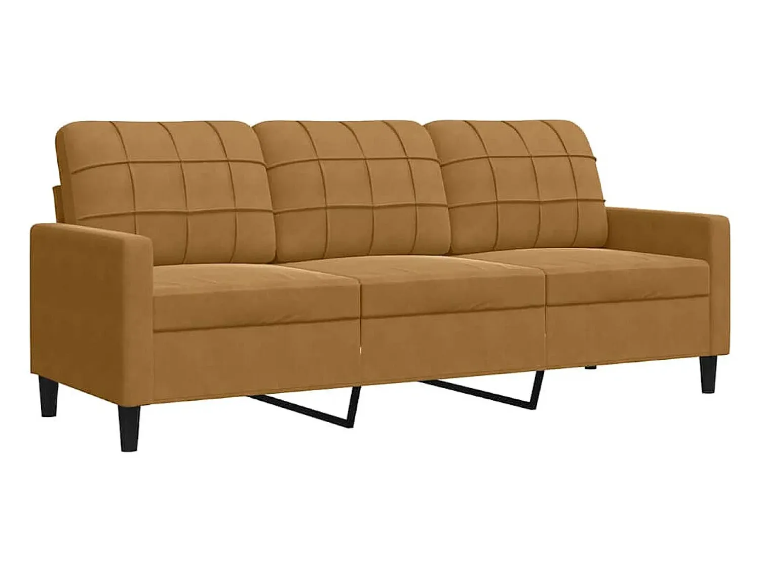 Sofá|vidaxl Sofá de 3 lugares 180 cm veludo Castanho
