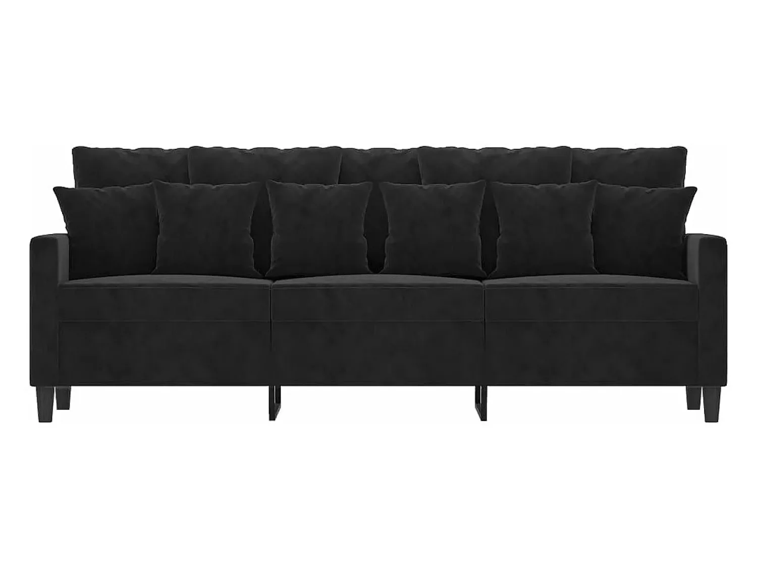 Sofá| Sofá de 3 lugares 180 cm veludo PT488193 Preto