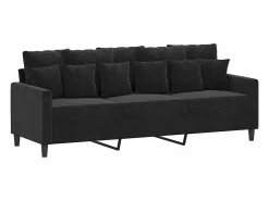 Sofá| Sofá de 3 lugares 180 cm veludo PT488193 Preto