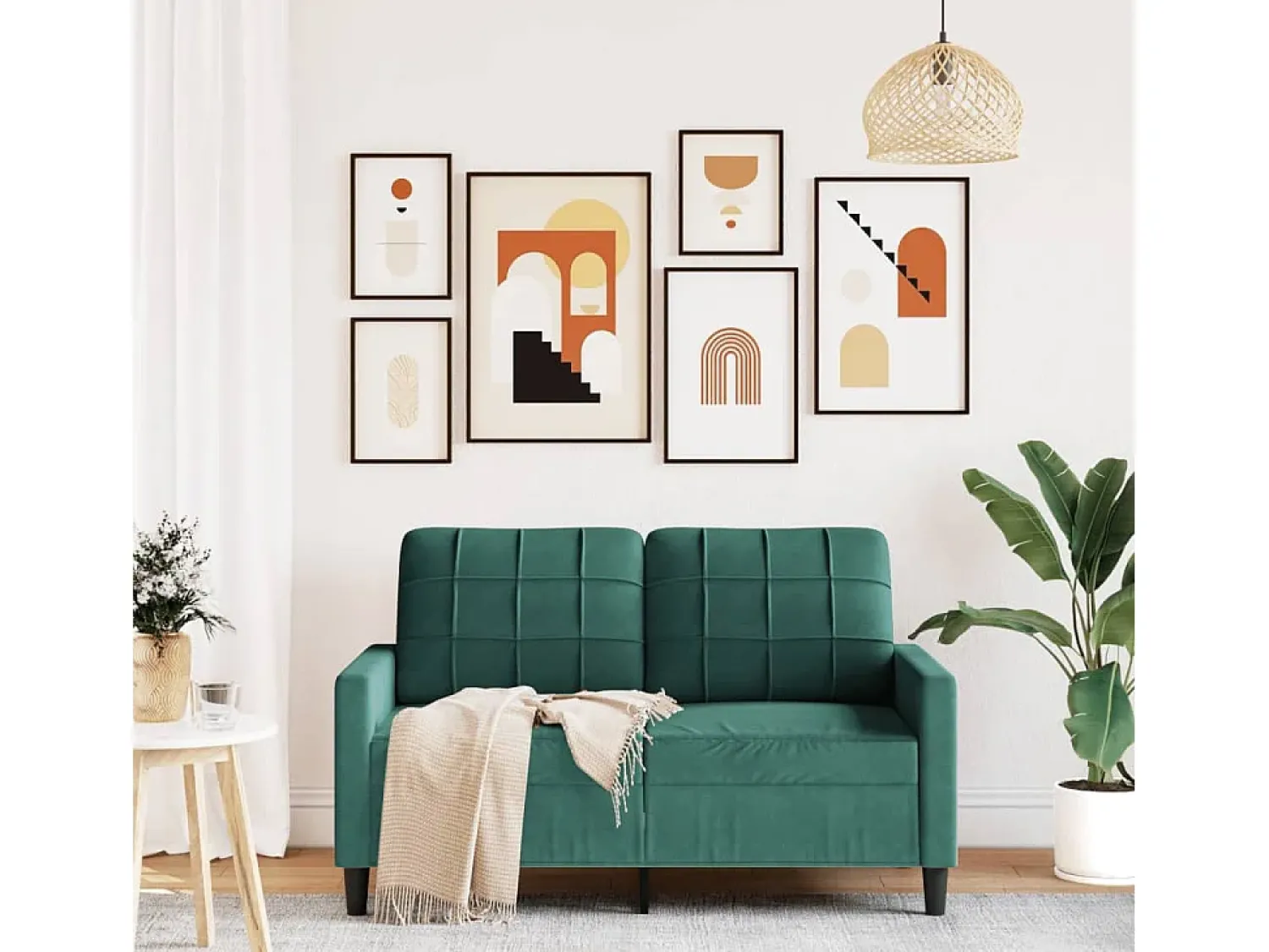 Sofá de 2 lugares 120 cm veludo -escuro PT519755^ Sofá