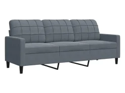 Sofá de 3 lugares 180 cm veludo cinza-escuro PT106406^ Sofá