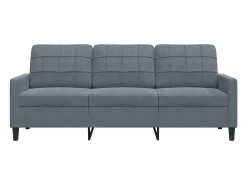 Sofá de 3 lugares 180 cm veludo cinza-escuro PT106406^ Sofá
