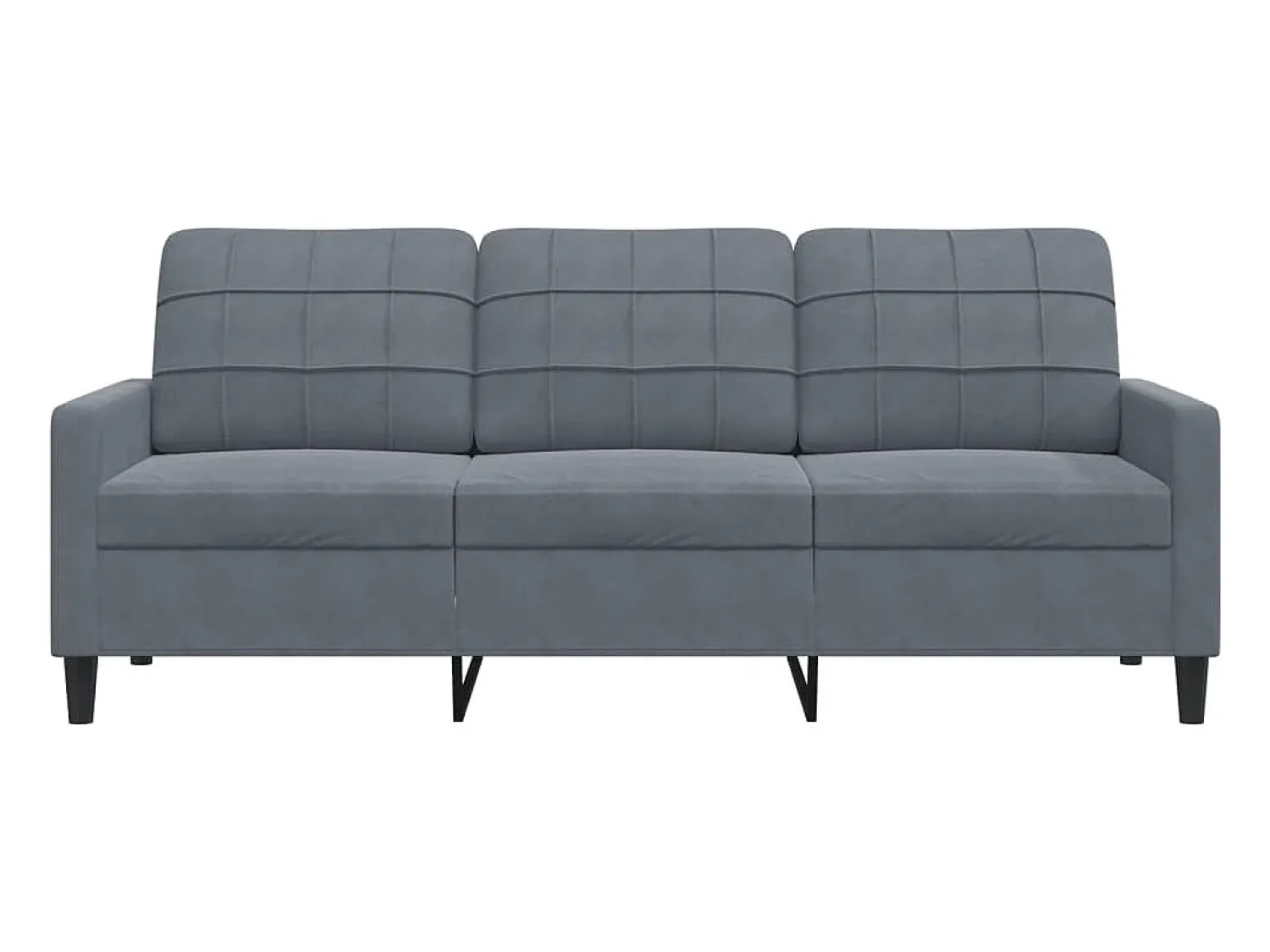 Sofá de 3 lugares 180 cm veludo cinza-escuro PT106406^ Sofá