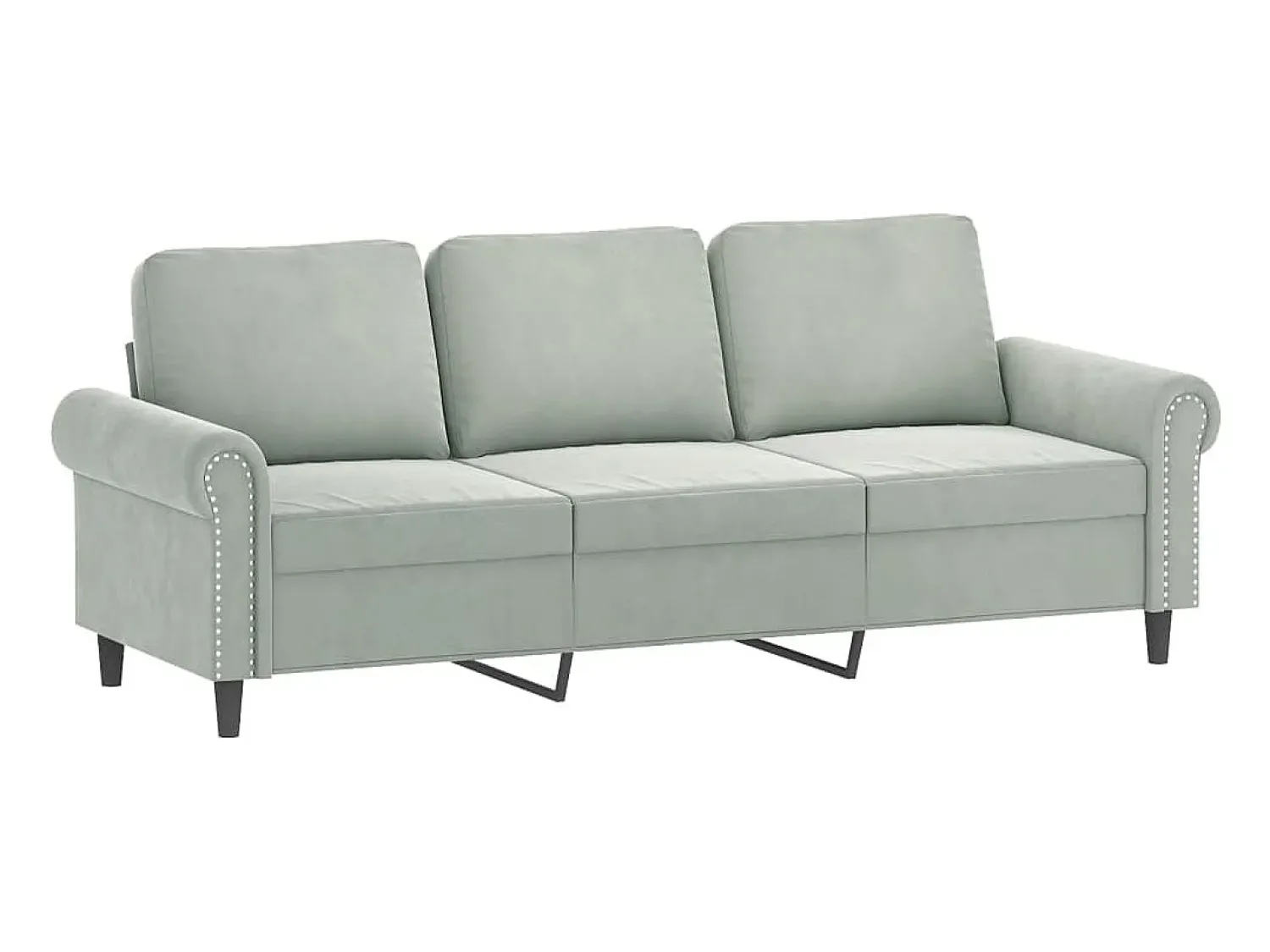 Sofá| Sofá de 3 lugares 180 cm veludo cinzento-claro PT811438 Cinzento claro