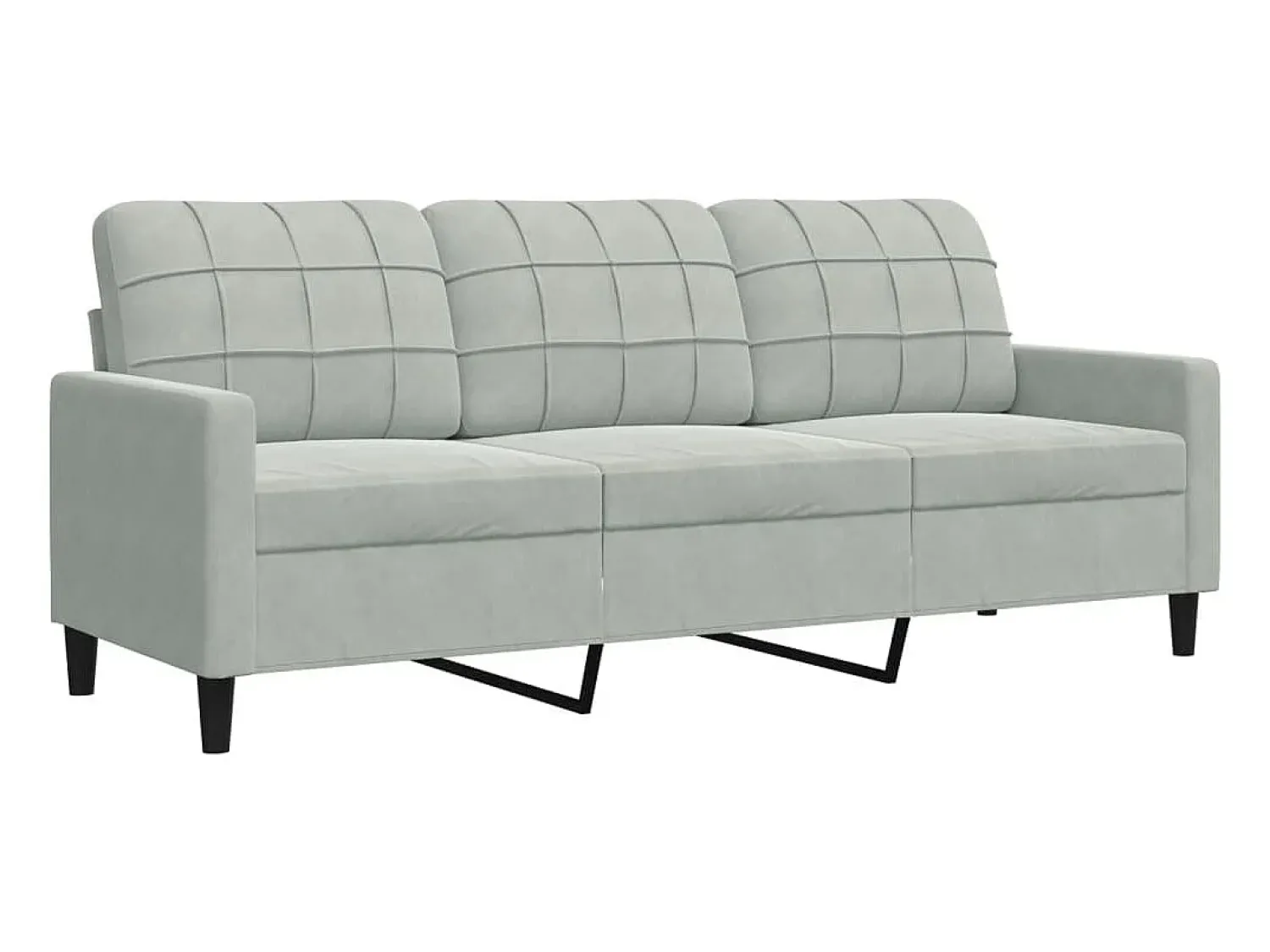 Best vidaxl Sofá de 3 lugares 180 cm veludo -claro Cinzento