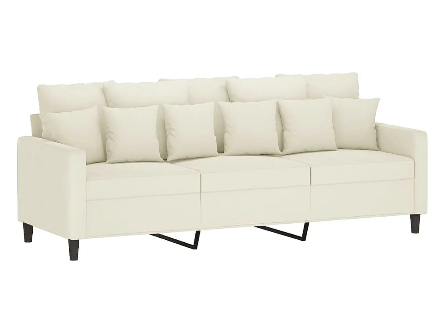 Best Sofá de 3 lugares 180 cm veludo cor PT243846 Creme