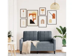 Sofá de 2 lugares 120 cm veludo cinza-escuro PT753637^ Sofá