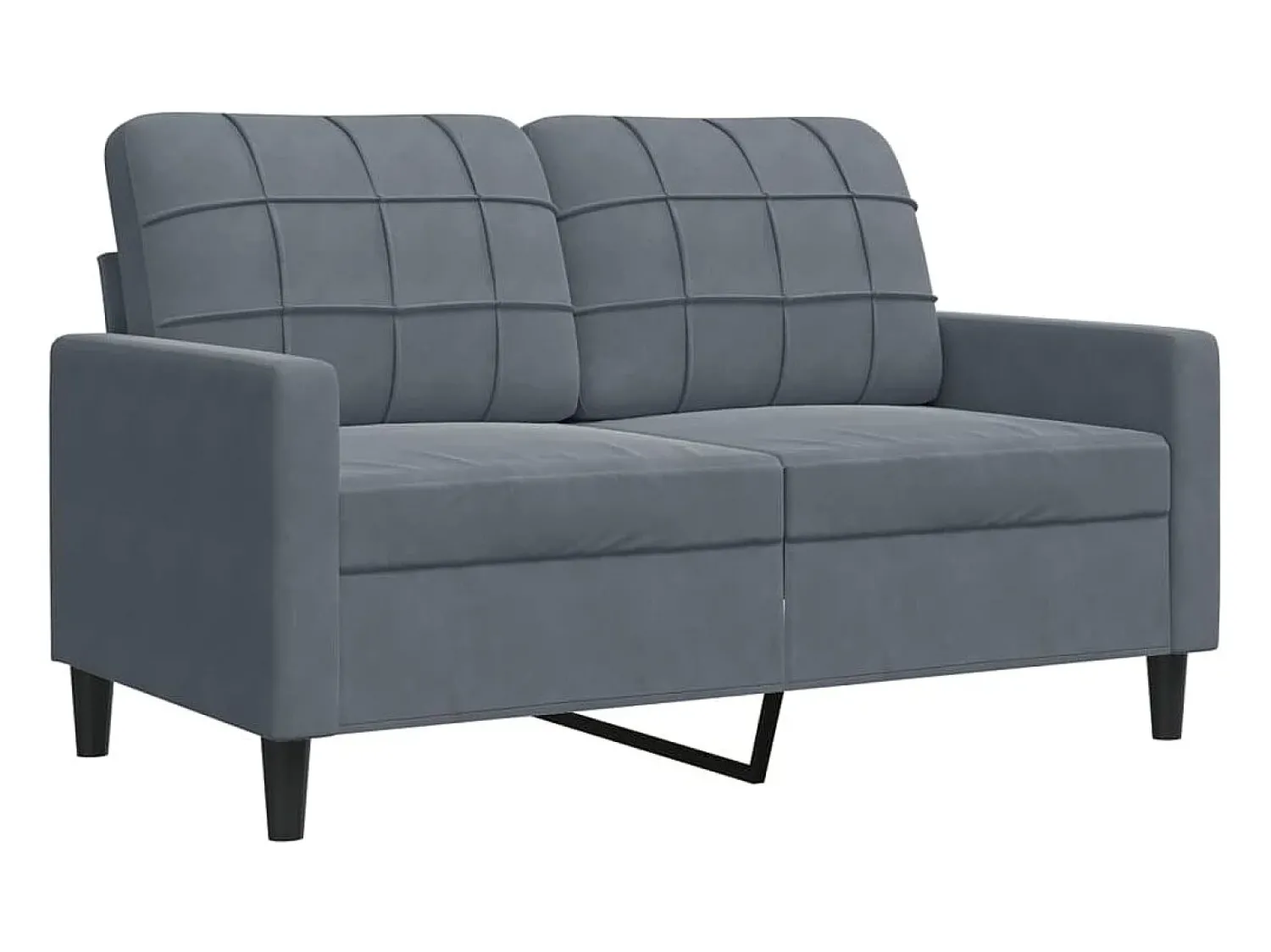 Sofá de 2 lugares 120 cm veludo cinza-escuro PT753637^ Sofá