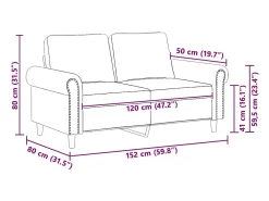 vidaxl Sofá de 2 lugares 120 cm veludo -claro Cinzento