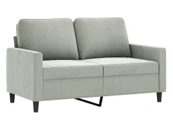 Sofá de 2 lugares 120 cm veludo cinzento-claro PT722367^ Sofá