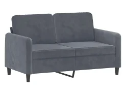 Sofá de 2 lugares 120 cm veludo cinza-escuro PT446366^ Sofá