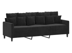 Sofá|vidaxl Sofá de 3 lugares 180 cm veludo Preto
