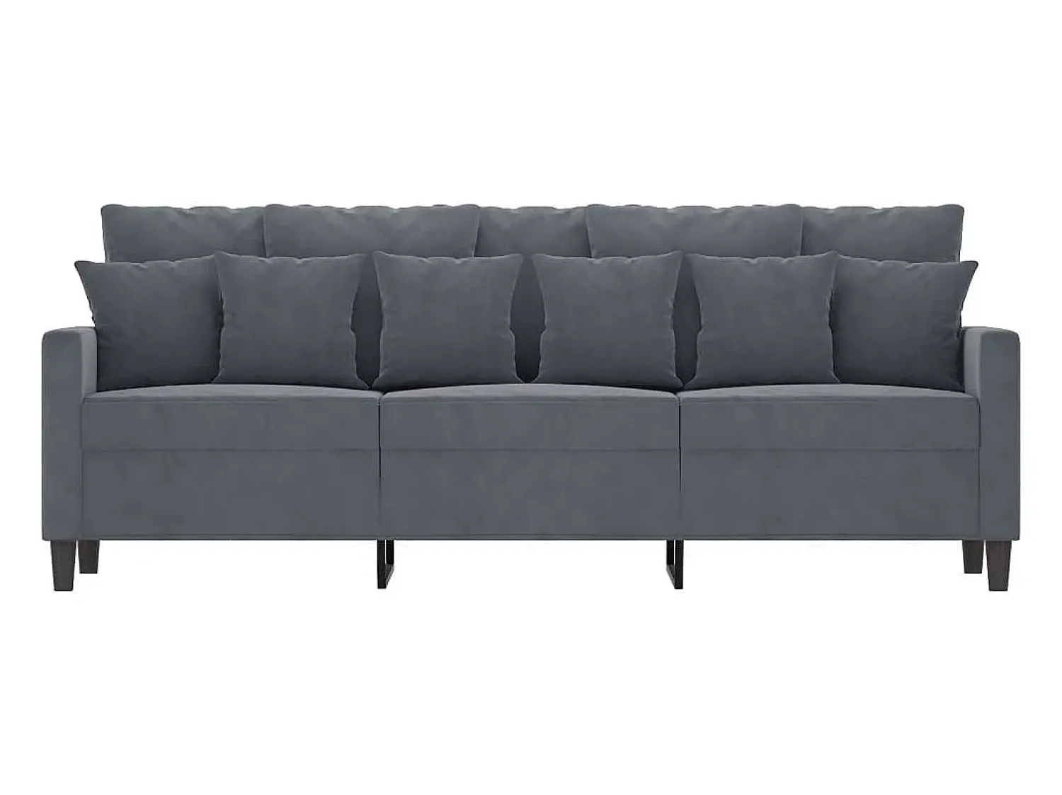 Sofá* Sofá de 3 lugares 180 cm veludo cinza-escuro PT421741 Cinzento