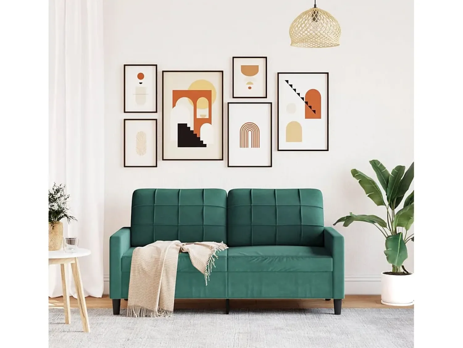 Sofá* Sofá de 2 lugares 140 cm veludo -escuro PT988790 Verde