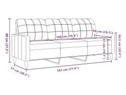 vidaxl Sofá de 3 lugares 180 cm veludo -escuro^ Sofá