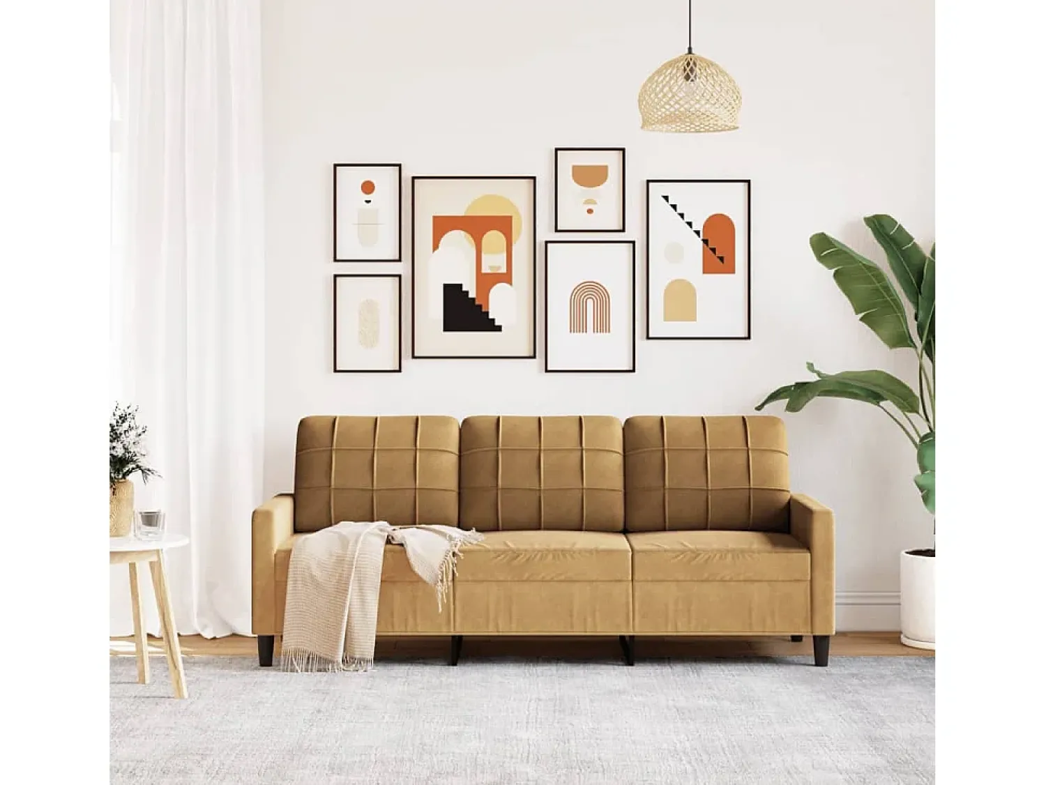 Discount Sofá de 3 lugares 180 cm veludo PT414105 Castanho