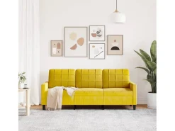 Discount Sofá de 3 lugares 180 cm veludo PT755402 Amarelo