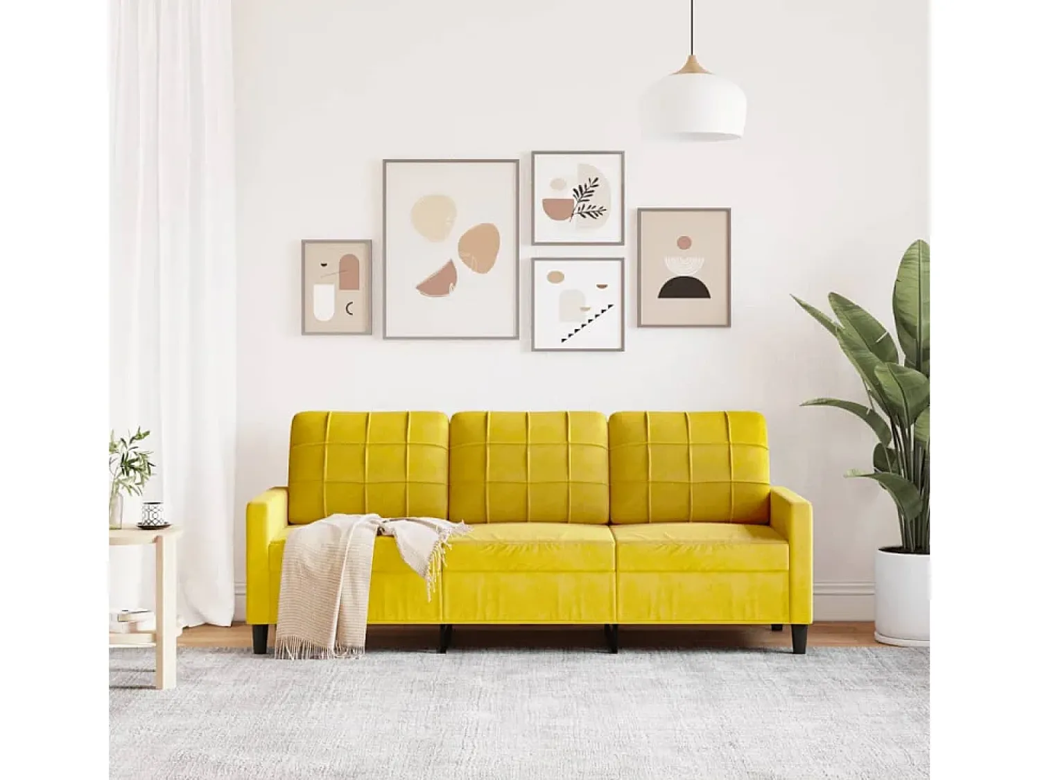 Discount Sofá de 3 lugares 180 cm veludo PT755402 Amarelo