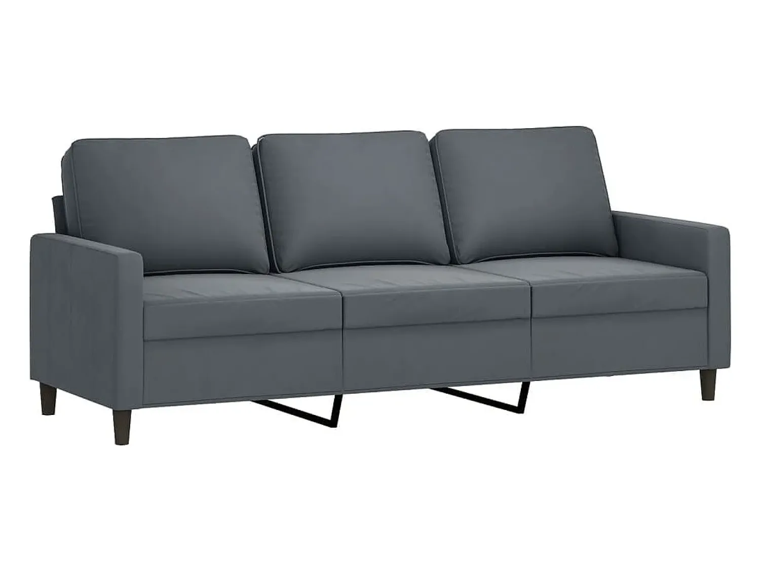 Sofá* Sofá de 3 lugares 180 cm veludo cinza-escuro PT979555 Cinzento