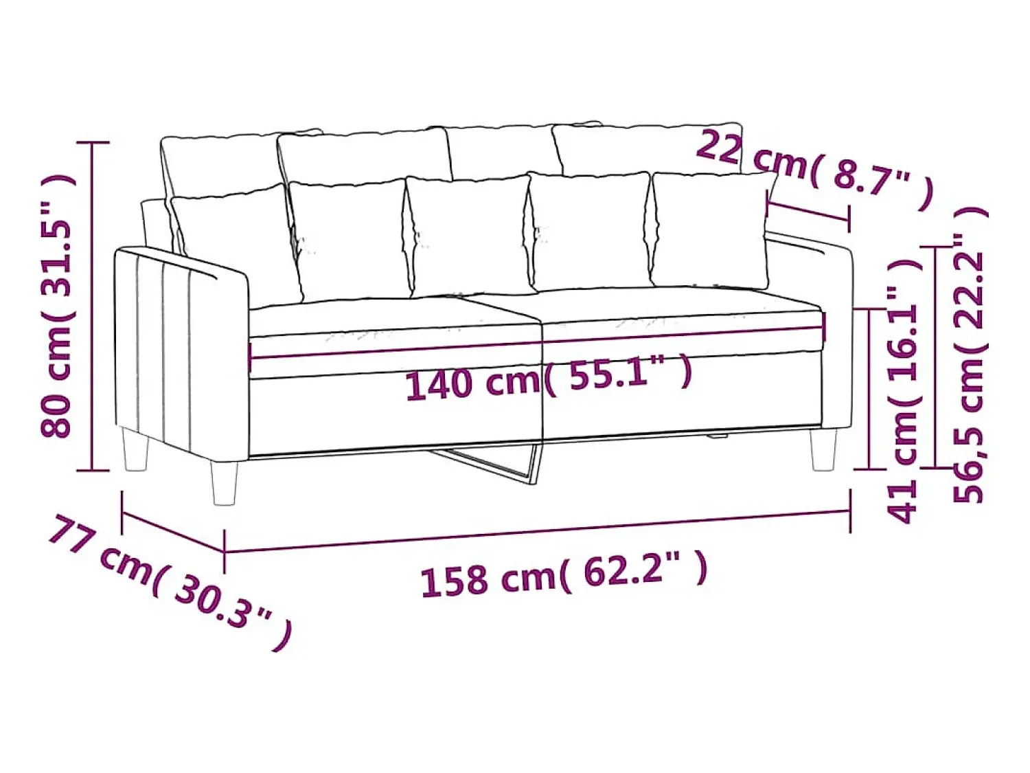 Sofá|vidaxl Sofá de 2 lugares 140 cm veludo -escuro Verde