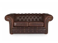 Vente-unique Sofá de 2 lugares 100% couro envelhecido estilo chesterfield - CLOTAIRE^ Sofá