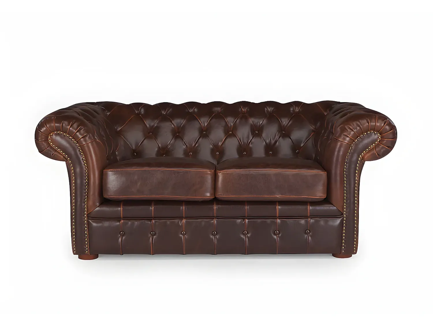 Vente-unique Sofá de 2 lugares 100% couro envelhecido estilo chesterfield - CLOTAIRE^ Sofá