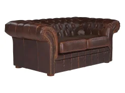 Vente-unique Sofá de 2 lugares 100% couro envelhecido estilo chesterfield - CLOTAIRE^ Sofá