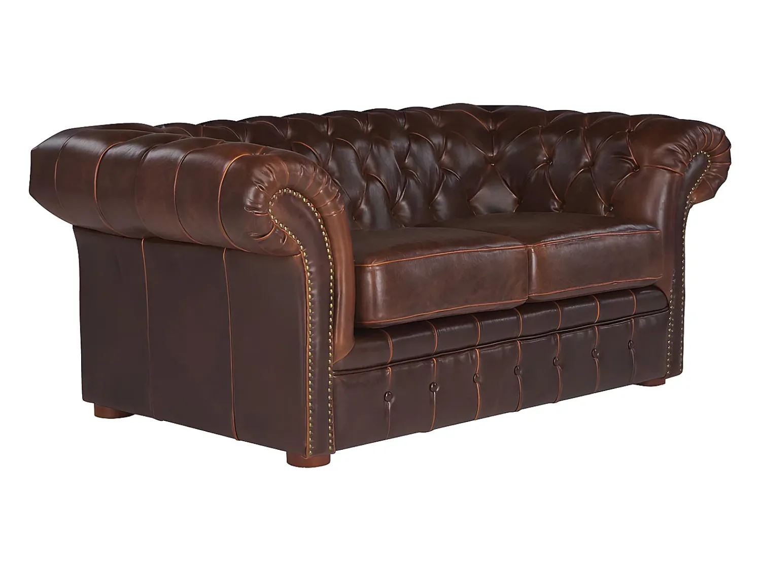 Vente-unique Sofá de 2 lugares 100% couro envelhecido estilo chesterfield - CLOTAIRE^ Sofá