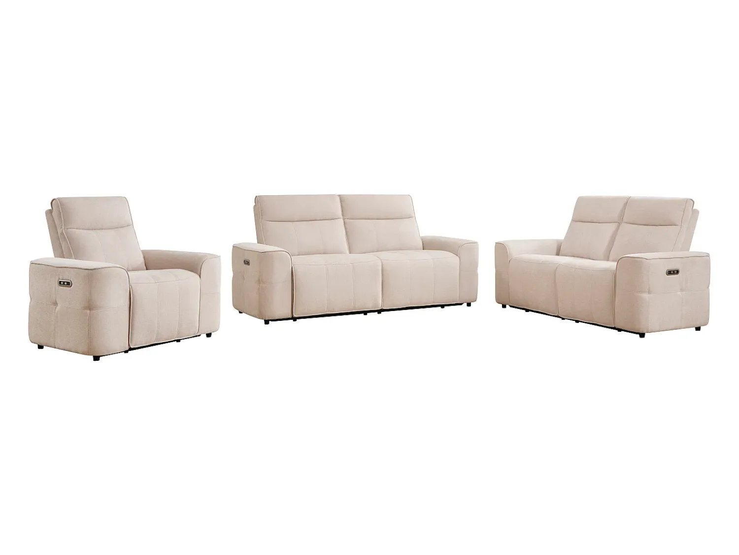 Vente-unique Sofá de 3 lugares, 2 lugares e poltrona reclinável elétrica em tecido chenille SCAMOCO^ Sofá