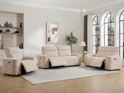 Vente-unique Sofá de 3 lugares, 2 lugares e poltrona reclinável elétrica em tecido chenille SCAMOCO^ Sofá