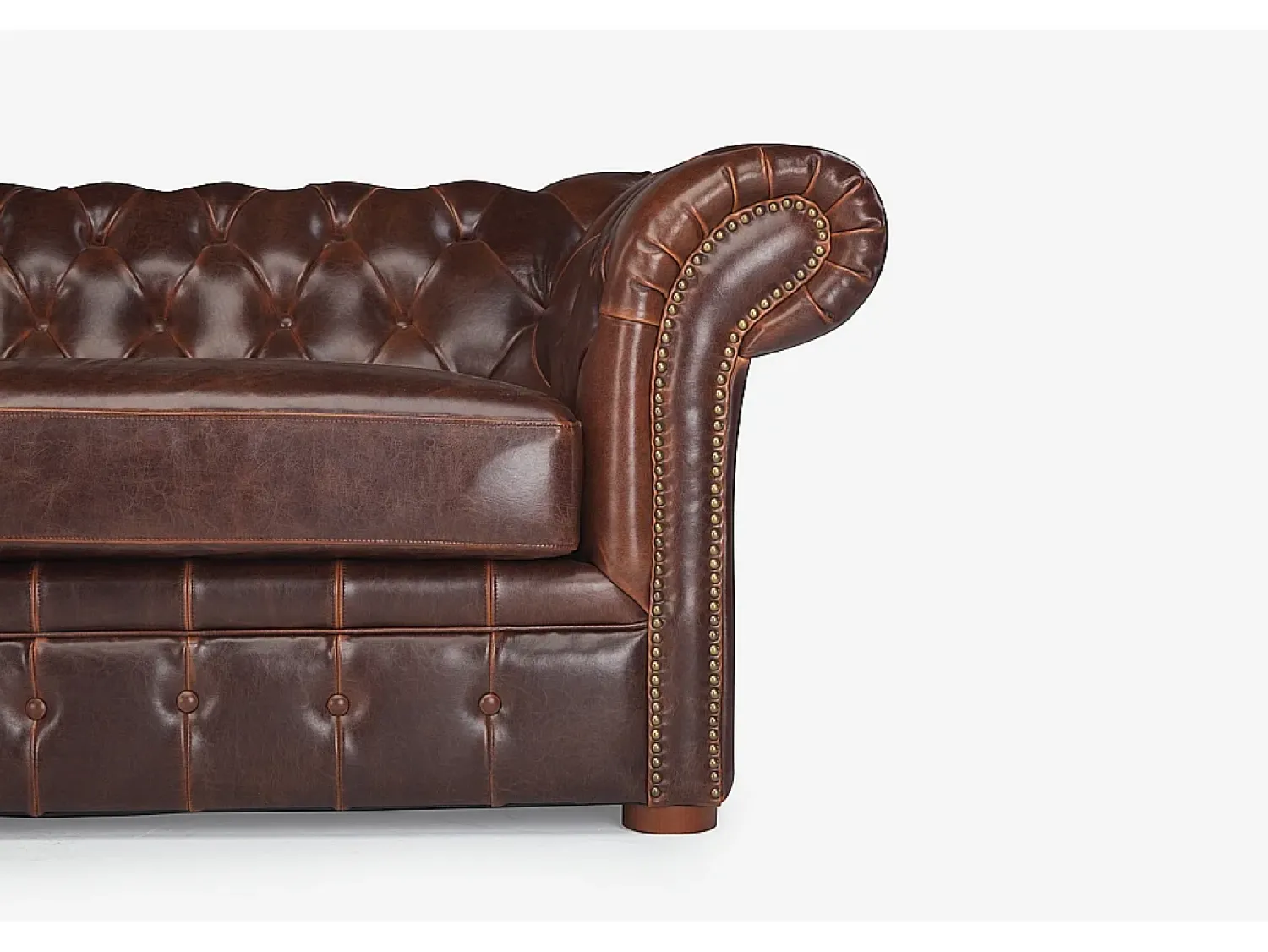 Sofá|Vente-unique Sofá de 3 lugares 100% pele envelhecida Castanho estilo chesterfield - CLOTAIRE Castanho chocolate