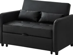 Hot Sofá de 2 lugares - Sofá com encosto ajustável em três posições e função de cama - PU Preto