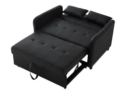 Hot Sofá de 2 lugares - Sofá com encosto ajustável em três posições e função de cama - PU Preto