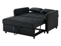 Hot Sofá de 2 lugares - Sofá com encosto ajustável em três posições e função de cama - PU Preto