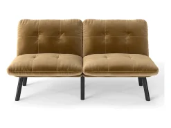 Sale Sofá de 2 lugares - Sofá reto com encosto rebatível e pernas em metal - veludo Castanho