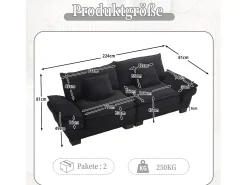 Sofá de 2 lugares - Sofá reto com almofadas - - para sala e quarto^ Sofá