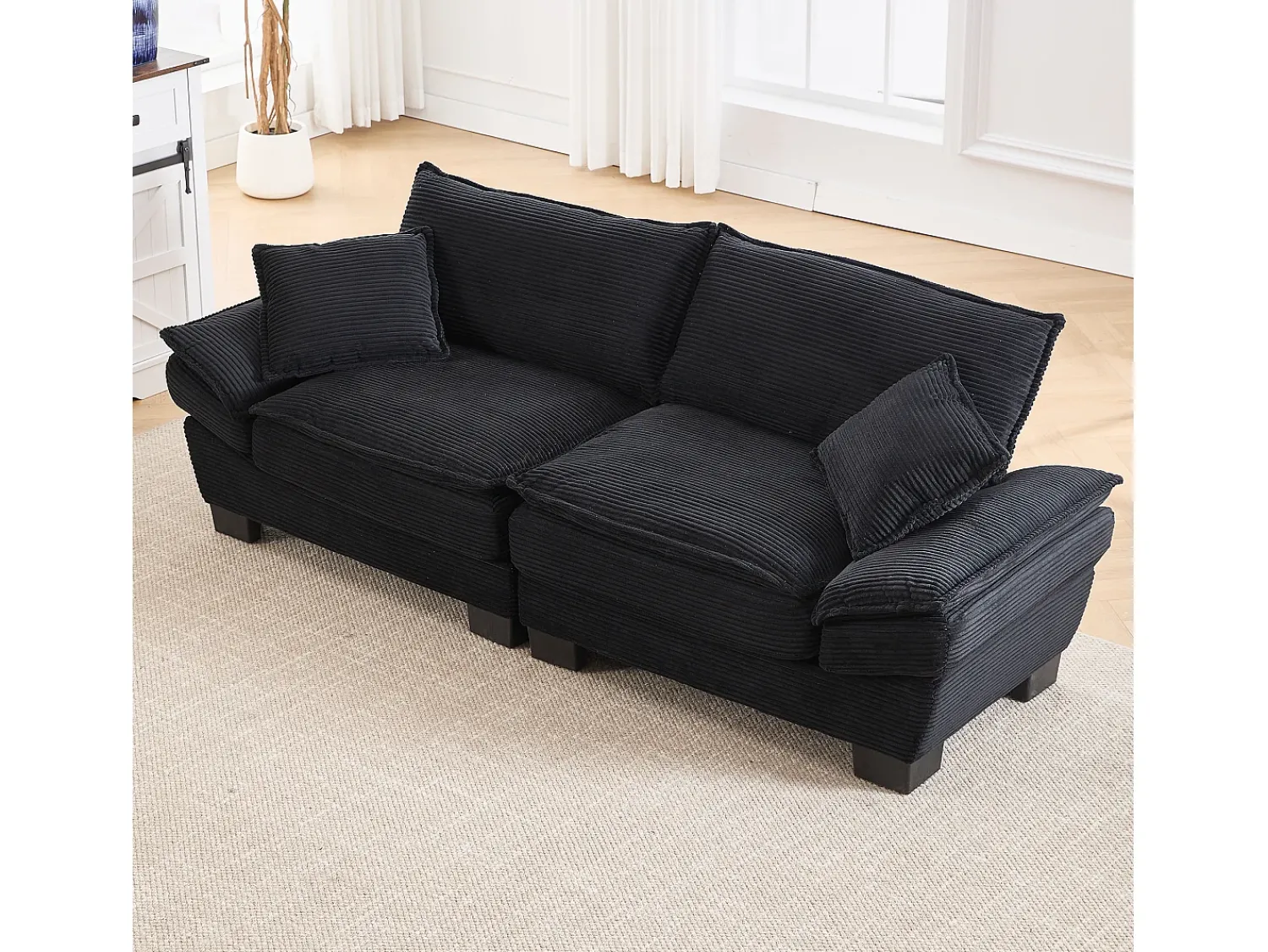 Sofá de 2 lugares - Sofá reto com almofadas - - para sala e quarto^ Sofá