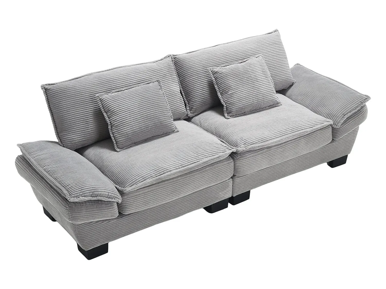 Sofá* Sofá de 2 lugares - Sofá reto com almofadas - cinza claro - para sala e quarto Cinzento claro