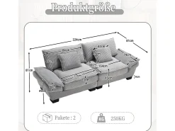 Sofá* Sofá de 2 lugares - Sofá reto com almofadas - cinza claro - para sala e quarto Cinzento claro