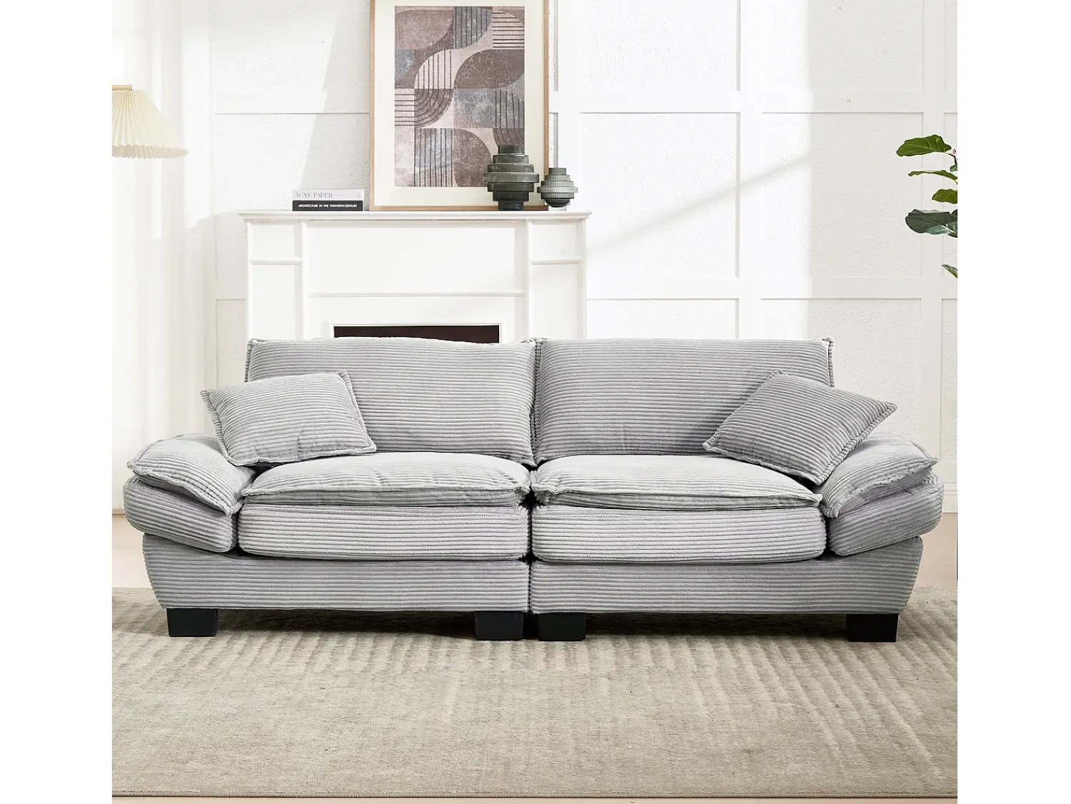 Sofá* Sofá de 2 lugares - Sofá reto com almofadas - cinza claro - para sala e quarto Cinzento claro