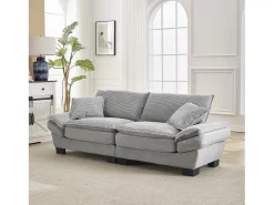 Sofá* Sofá de 2 lugares - Sofá reto com almofadas - cinza claro - para sala e quarto Cinzento claro