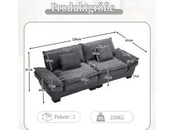 Best Sofá de 2 lugares - Sofá reto com almofadas - - para sala e quarto Cinzento
