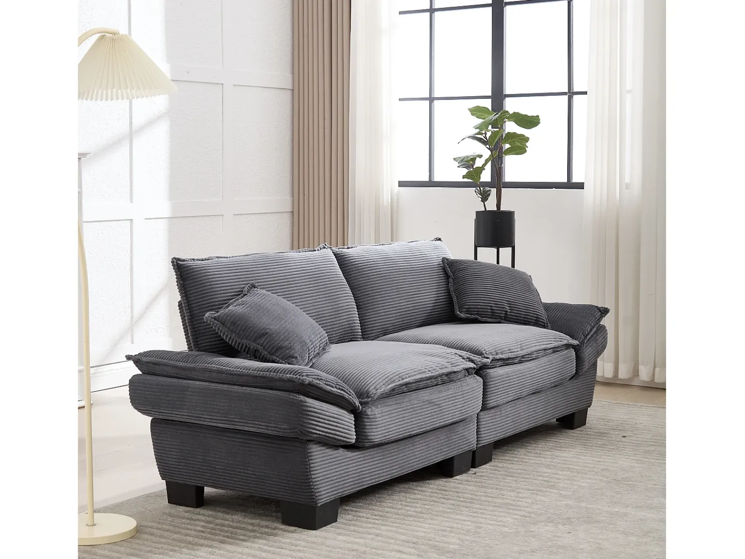 Best Sofá de 2 lugares - Sofá reto com almofadas - - para sala e quarto Cinzento