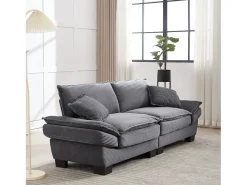 Best Sofá de 2 lugares - Sofá reto com almofadas - - para sala e quarto Cinzento