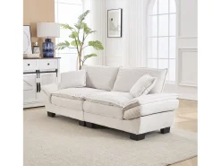 Sofá| Sofá de 2 lugares - Sofá reto com almofadas - - para sala e quarto Bege