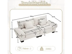 Sofá| Sofá de 2 lugares - Sofá reto com almofadas - - para sala e quarto Bege