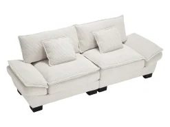 Sofá| Sofá de 2 lugares - Sofá reto com almofadas - - para sala e quarto Bege