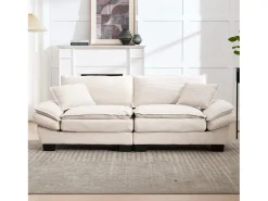 Sofá| Sofá de 2 lugares - Sofá reto com almofadas - - para sala e quarto Bege