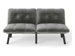 Discount Sofá de 2 lugares - Sofá reto com encosto rebatível e pernas em metal - veludo Cinzento